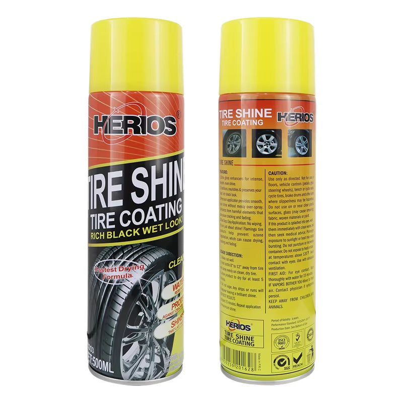 500Ml Lemon Fragrance Car Care Tire Polish & Shine Spray with Black Coating