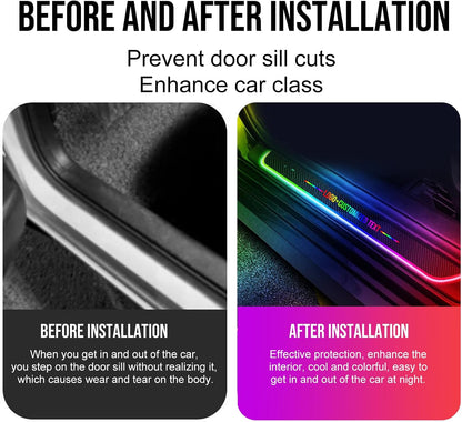 Luces LED Personalizadas Para Umbral De Puerta De Coche, 7 Color Y 12 Modos | Luz De Bienvenida Para Coche Recargable Por USB, Luces De Pedal De Bienvenida Para Coche Con Logo Texto, Para Todo Los Coches