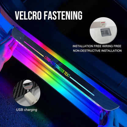 Luces LED Personalizadas Para Umbral De Puerta De Coche, 7 Color Y 12 Modos | Luz De Bienvenida Para Coche Recargable Por USB, Luces De Pedal De Bienvenida Para Coche Con Logo Texto, Para Todo Los Coches