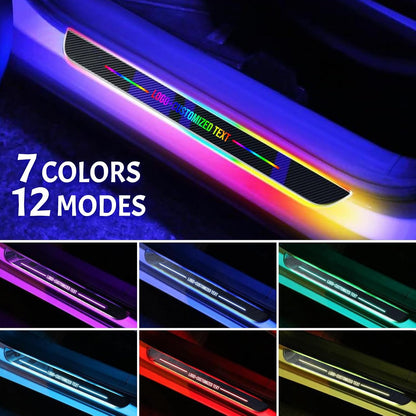 Luces LED Personalizadas Para Umbral De Puerta De Coche, 7 Color Y 12 Modos | Luz De Bienvenida Para Coche Recargable Por USB, Luces De Pedal De Bienvenida Para Coche Con Logo Texto, Para Todo Los Coches