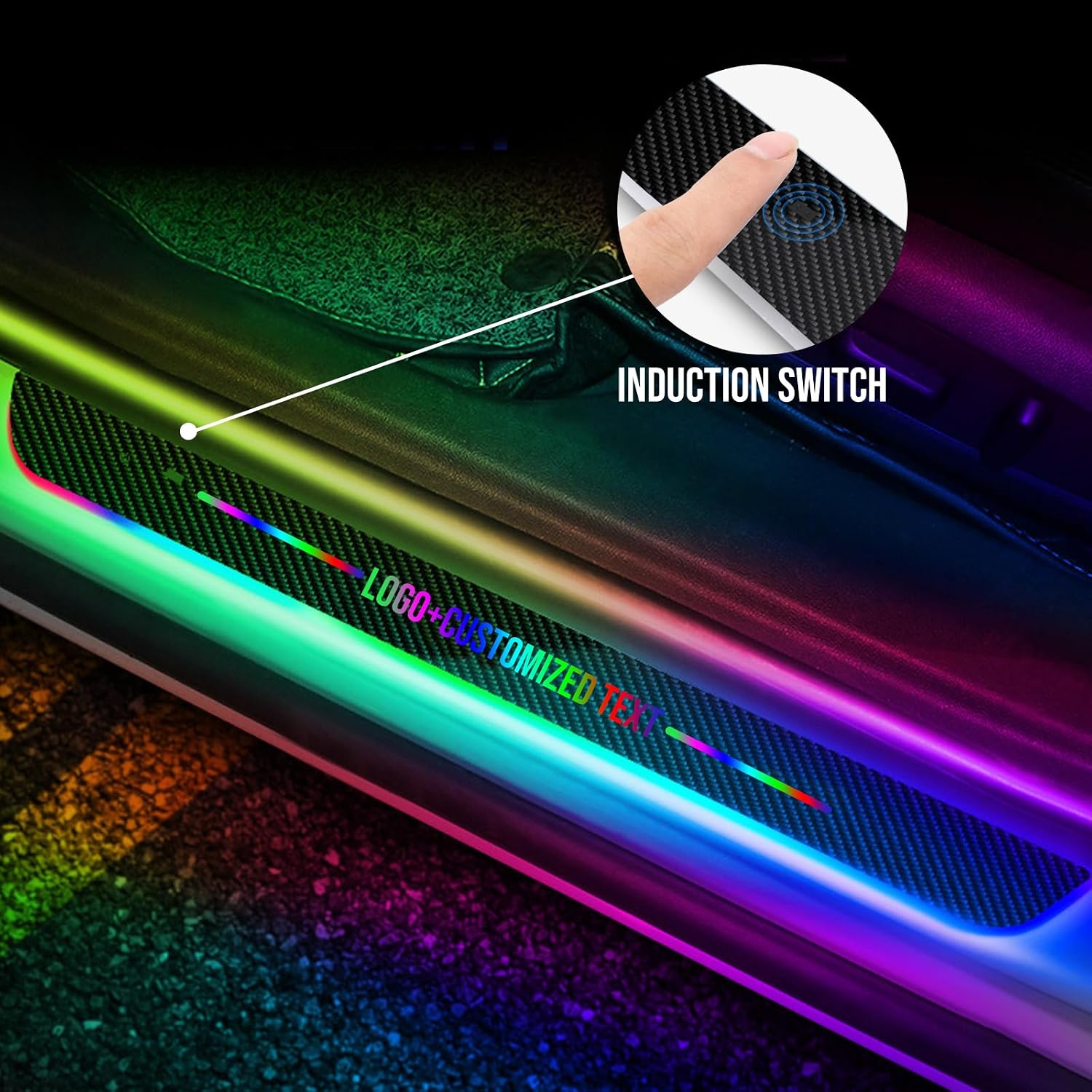 Luces LED Personalizadas Para Umbral De Puerta De Coche, 7 Color Y 12 Modos | Luz De Bienvenida Para Coche Recargable Por USB, Luces De Pedal De Bienvenida Para Coche Con Logo Texto, Para Todo Los Coches
