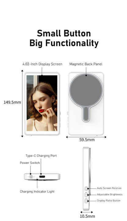 1800Mah New Suitable for Iphone and Android Remote Control Photograph Magnetic Wireless Phone Vlog Selfie Monitor Screen