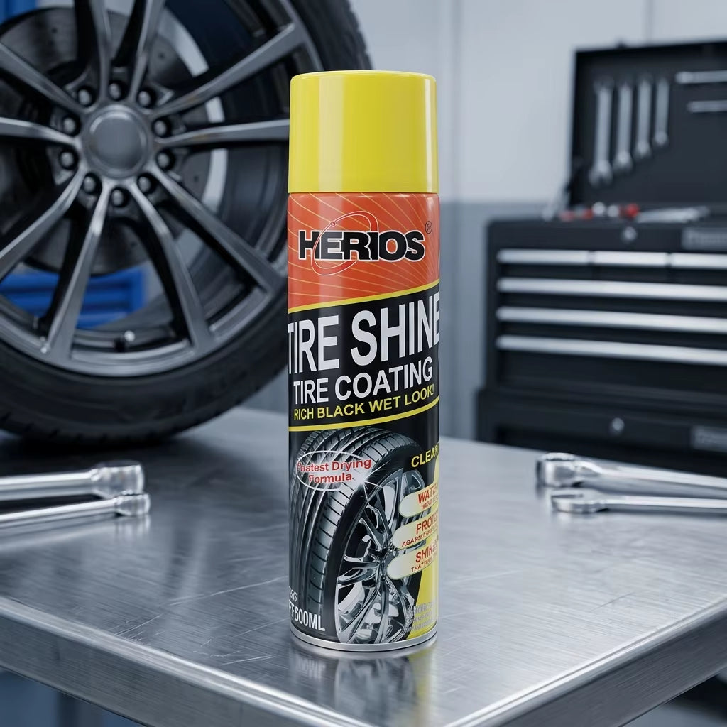 500Ml Lemon Fragrance Car Care Tire Polish & Shine Spray with Black Coating