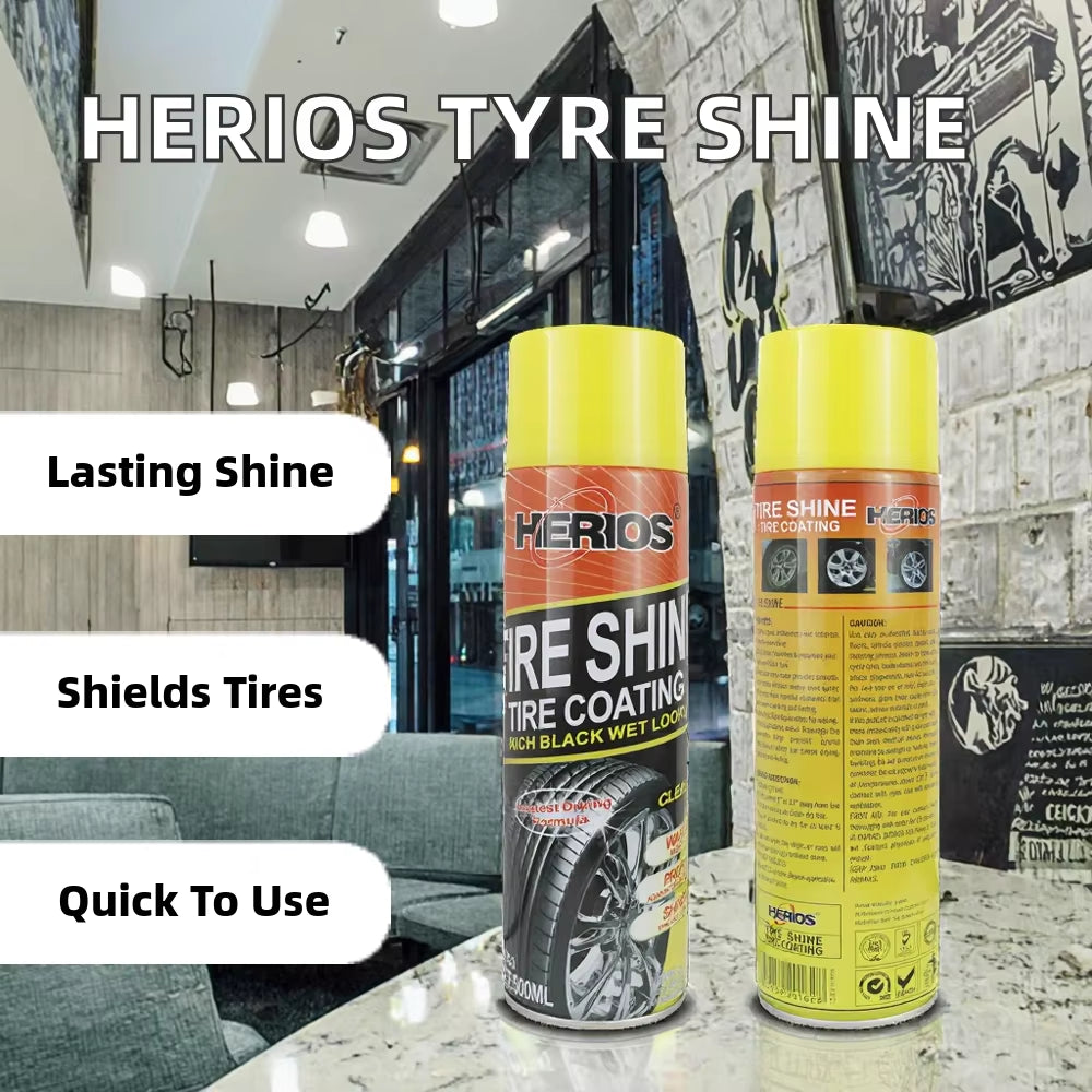 500Ml Lemon Fragrance Car Care Tire Polish & Shine Spray with Black Coating
